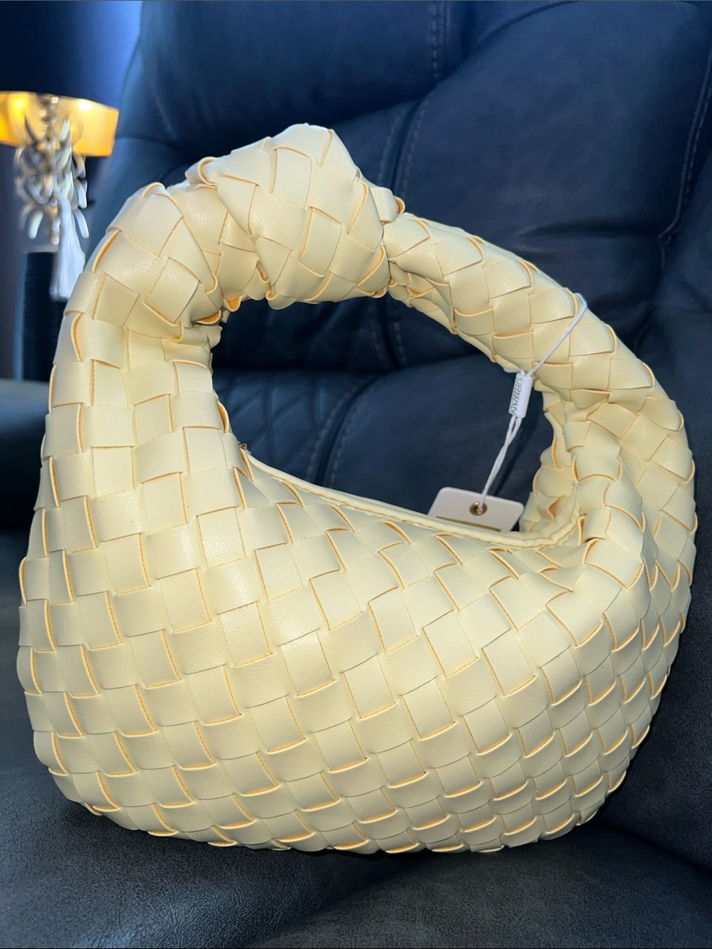 BUTTER YELLOW Woven Hobo Shoulder Bag